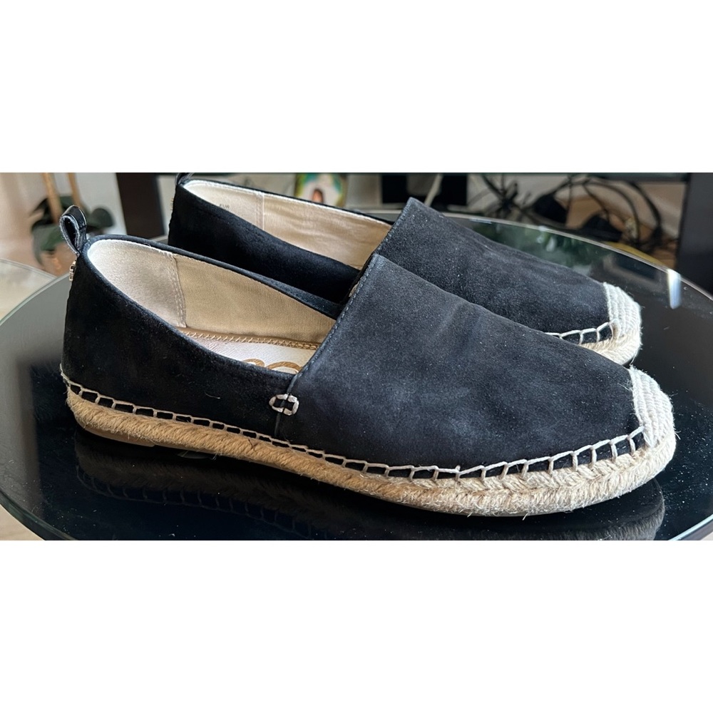 Sam Edelman Khloe Black Suede Leather Espadrille Women's Flats